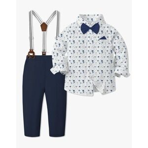 Sangtree Toddler Suit Boys Wedding Easter Long Sleeve Suspender Pants 3T/4T NEW